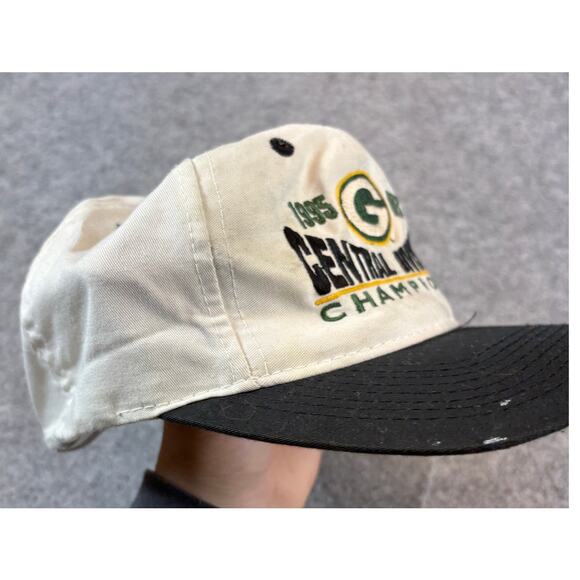VINTAGE 90s Green Bay Packers Hat Cap Mens Cream NFC Central Division Champions - Picture 1 of 5